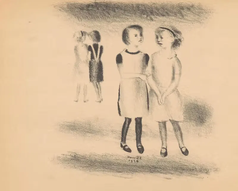 Девочки на улице by Хенк Генриэт, 1938 — digital art print download