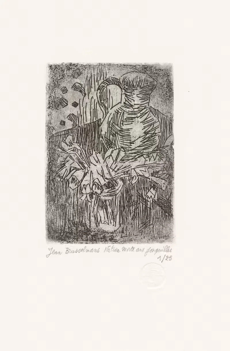 Натюрморт с нарциссами by Жан Бруссельманс — digital art print download