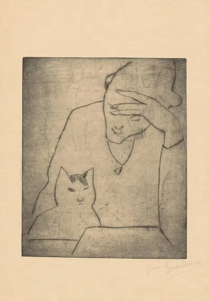 Женщина и кошка by Жан Бруссельманс, 1928 — digital art print download