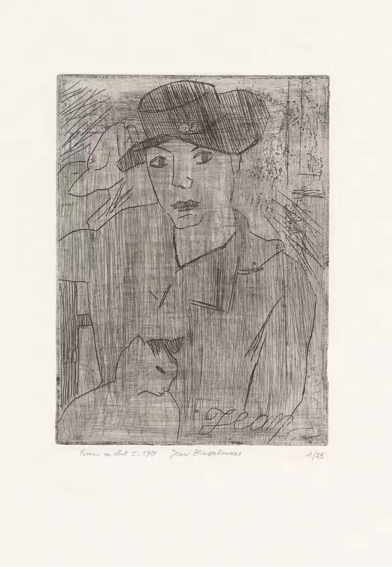 Женщина с кошкой I by Жан Бруссельманс, 1917 — digital art print download