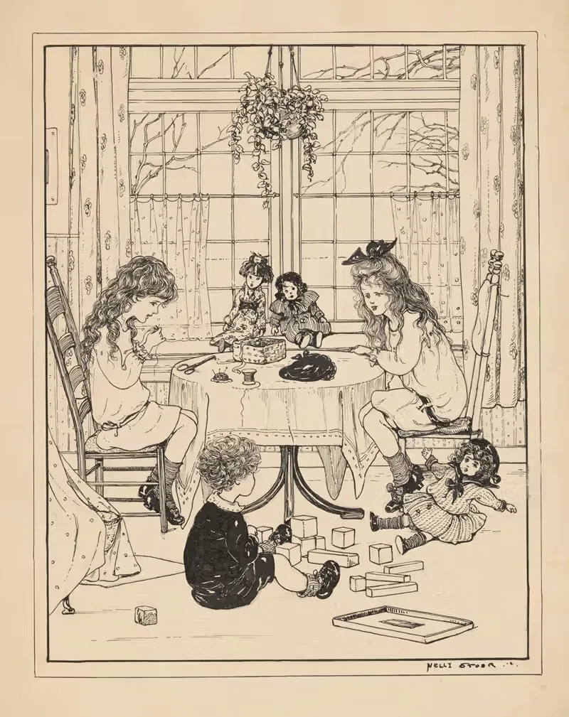 Spelende kinderen in een interieur — Nelly Spoor