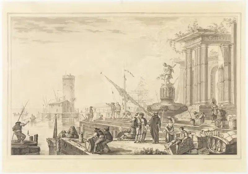 Итальянский порт by Петр Норбертус ван Рейссхут, 1753-1795 — digital art print download