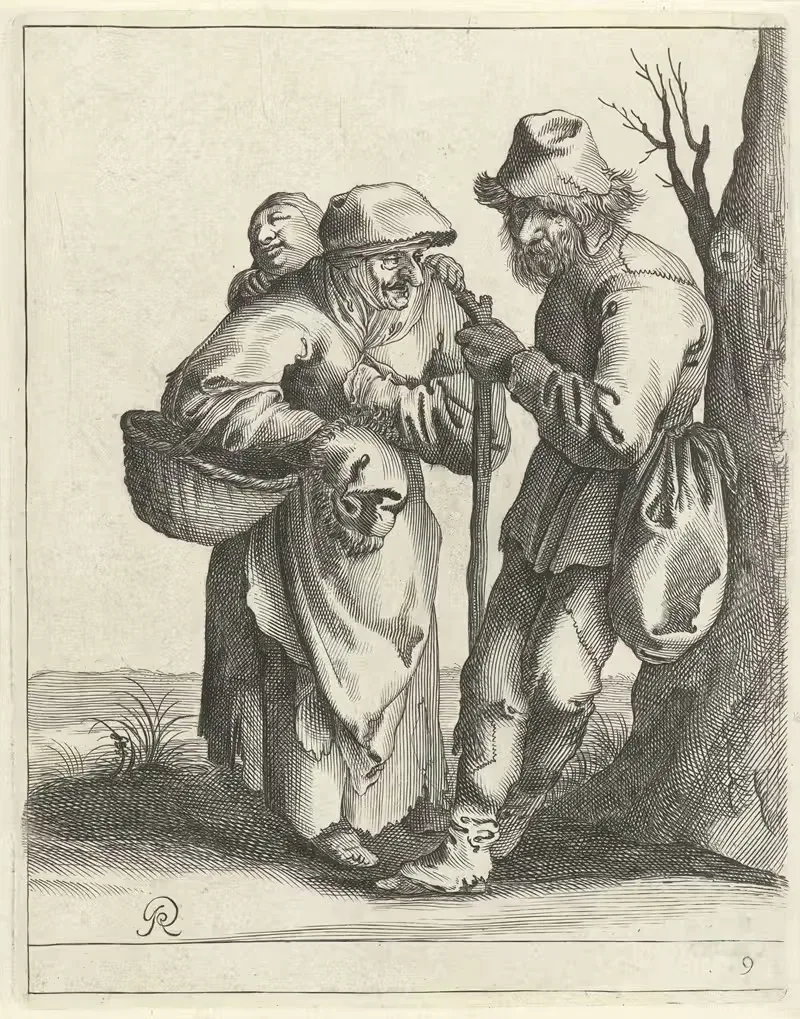 Landlopers bij een boom — Pieter Jansz. Quast