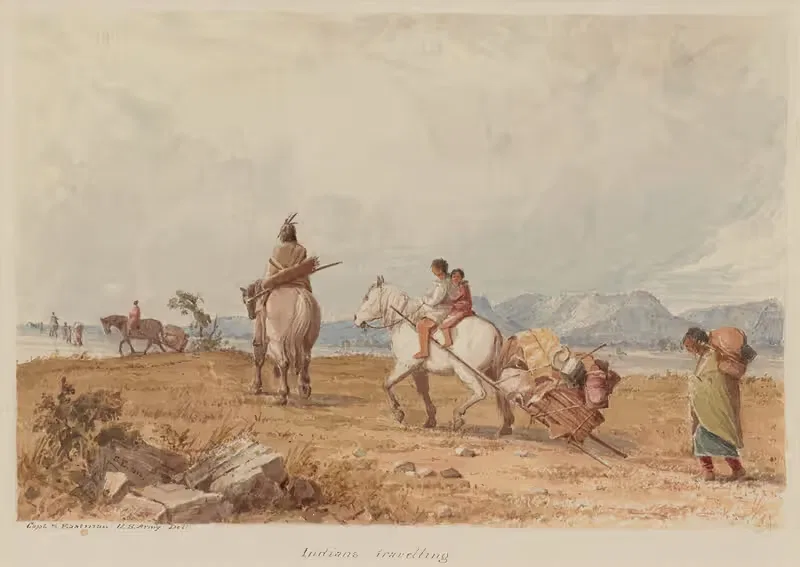 Индейцы в пути by Сет Истман, 1850 — digital art print download