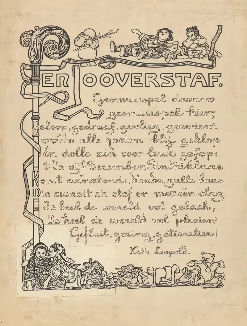 Sinterklaasgedicht met staf en speelgoed — Willem Pothast
