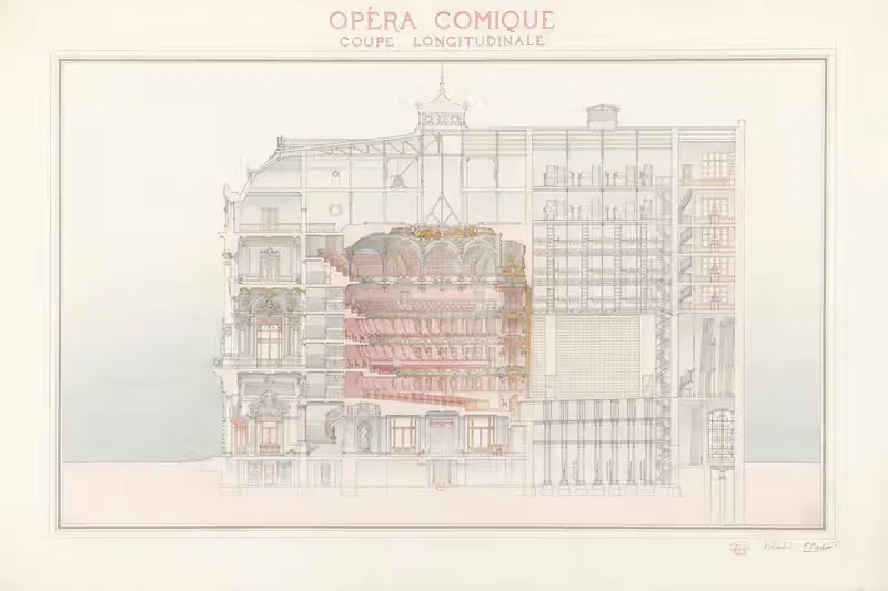 Opéra-Comique – Coupe longitudinale by Edouard Larché, 1893 — digital art print download