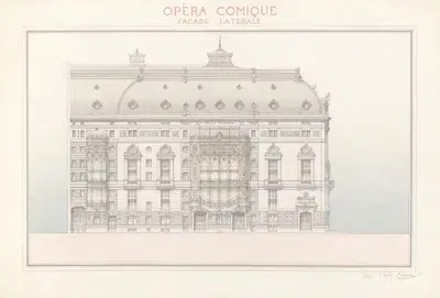 Opéra-Comique – Façade laterale by Edouard Larché, 1893 — digital art print download