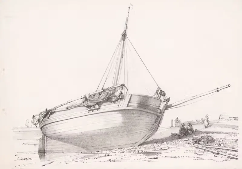 Парусник на пляже by Шарль-Луи Мозен, 1850-1884 — digital art print download