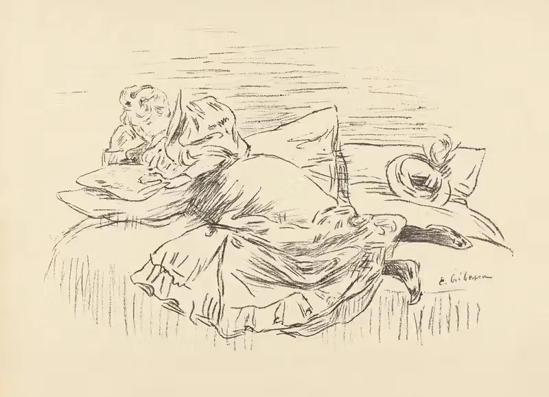 Читающая женщина, лежащая на кровати by Эдуард Крбасс, 1893-1895 — digital art print download