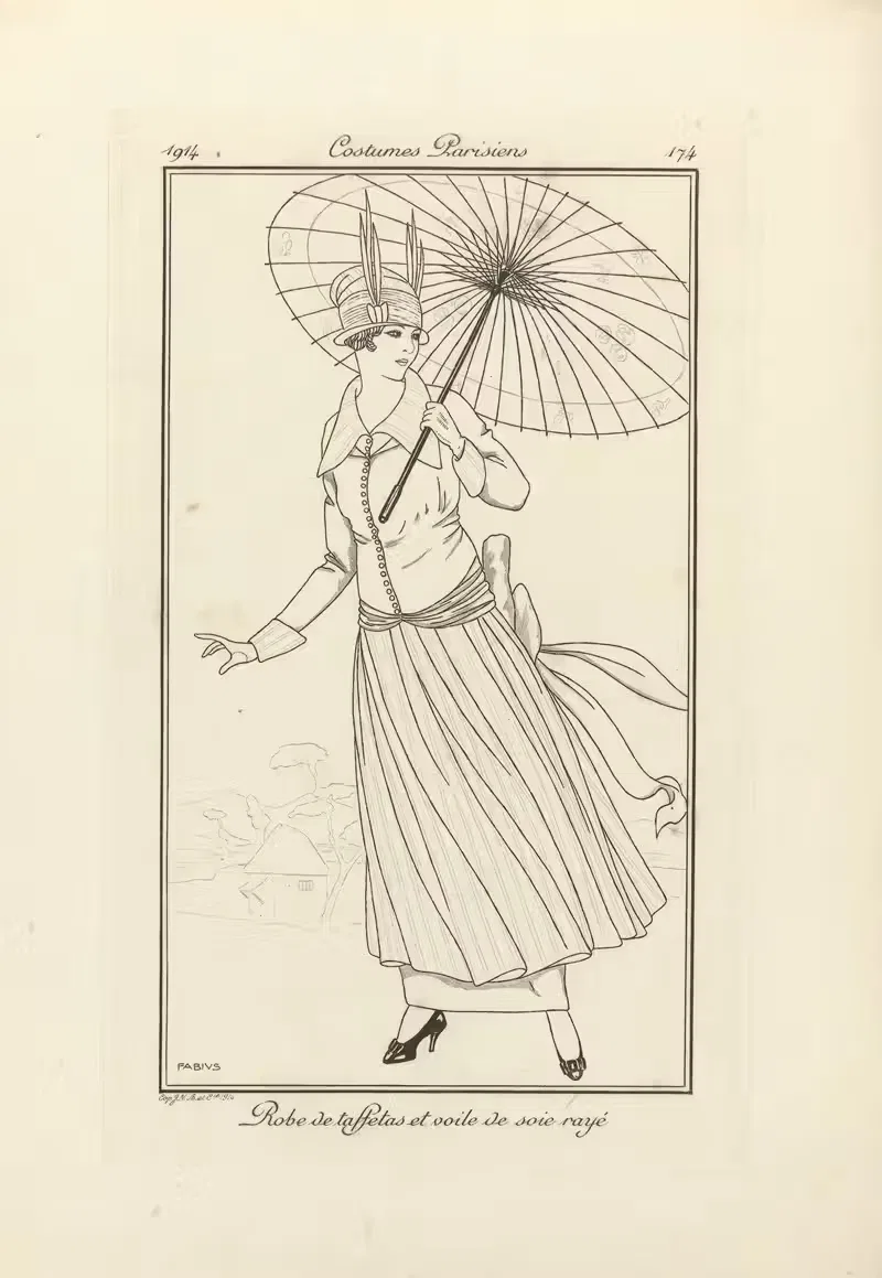 Robe de taffetas et voile de soie rayé — Fabius
