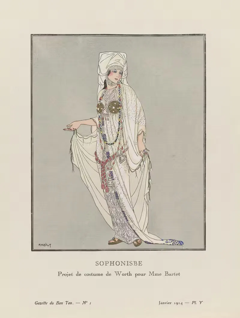 Sophonisbe Projet de Costume de Worth pour Mme Bartet — Fabius