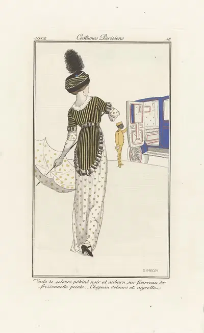Journal des Dames et des Modes, Costumes Parisiens. No. 18 Veste de velours by Fernand Siméon, 1912 — digital art print…