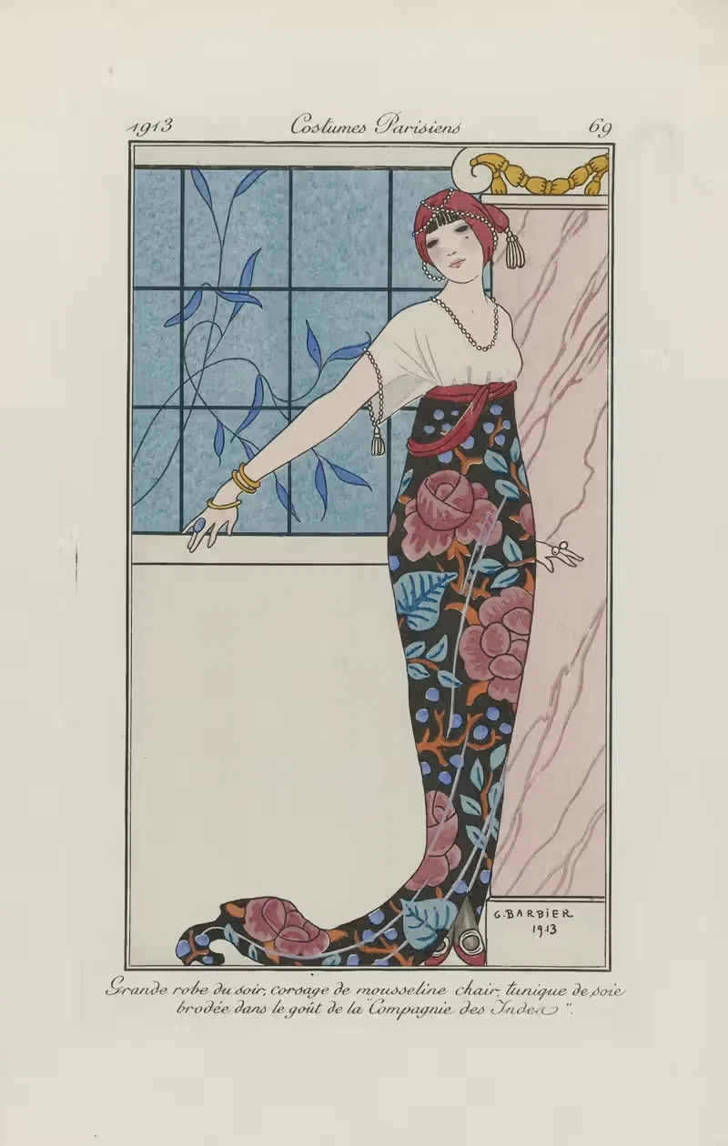 Большое вечернее платье by Жорж Барбье, 1913 — digital art print download
