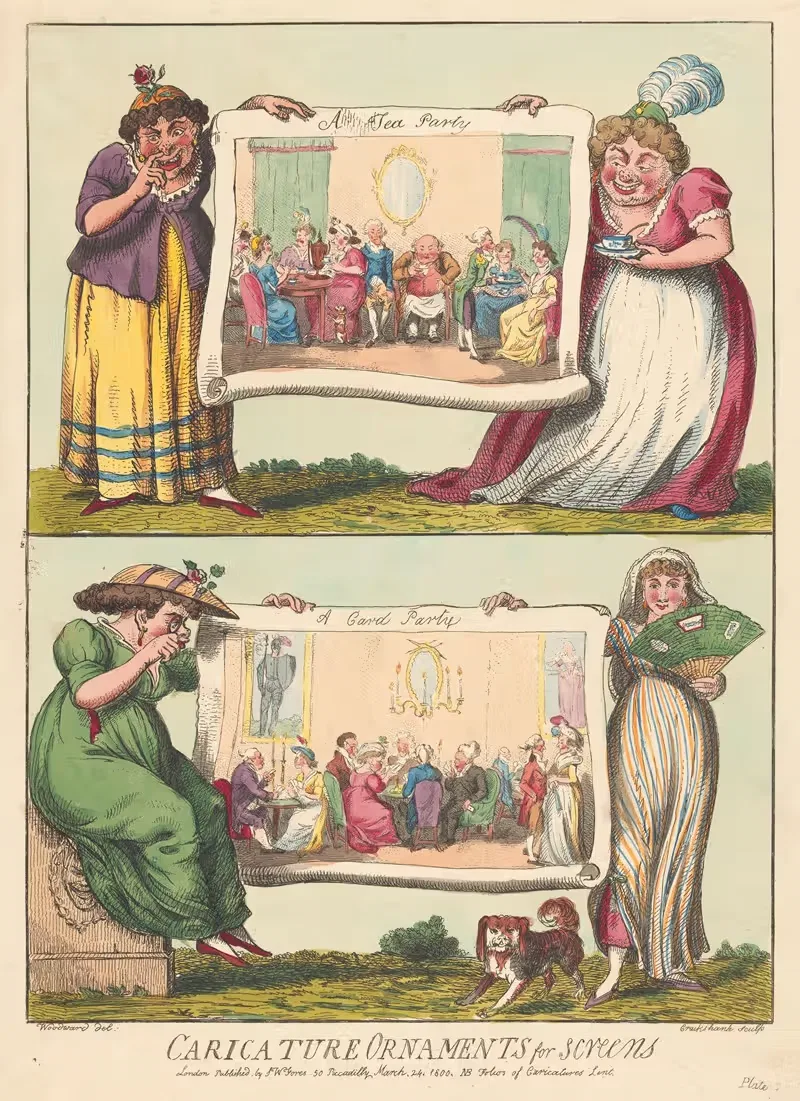 Чайная вечеринка, карточная вечеринка by Джордж Круикшанк, 1800 — digital art print download