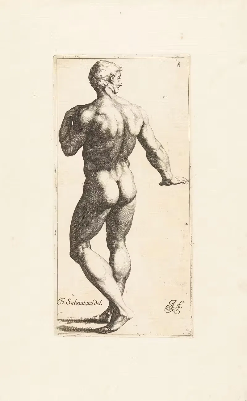 Обнаженный мужчина, стоящий, вид сзади by Ян де Биссхоп, 1666-1671 — digital art print download