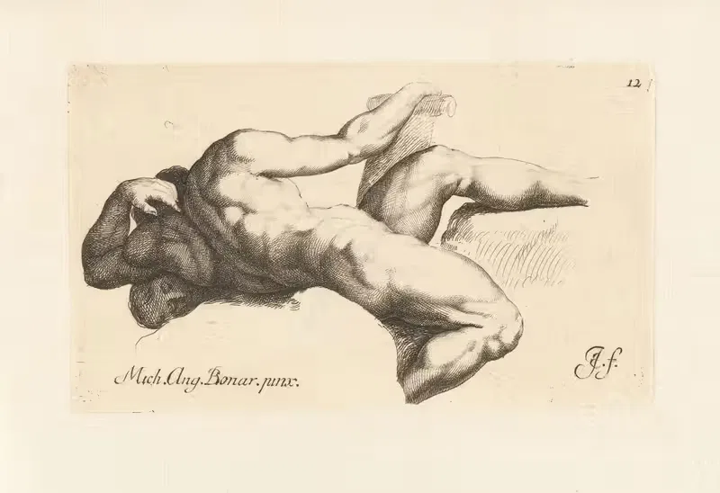 Нагой мужчина, лежащий на левом боку by Ян де Биссхоп, 1666-1671 — digital art print download