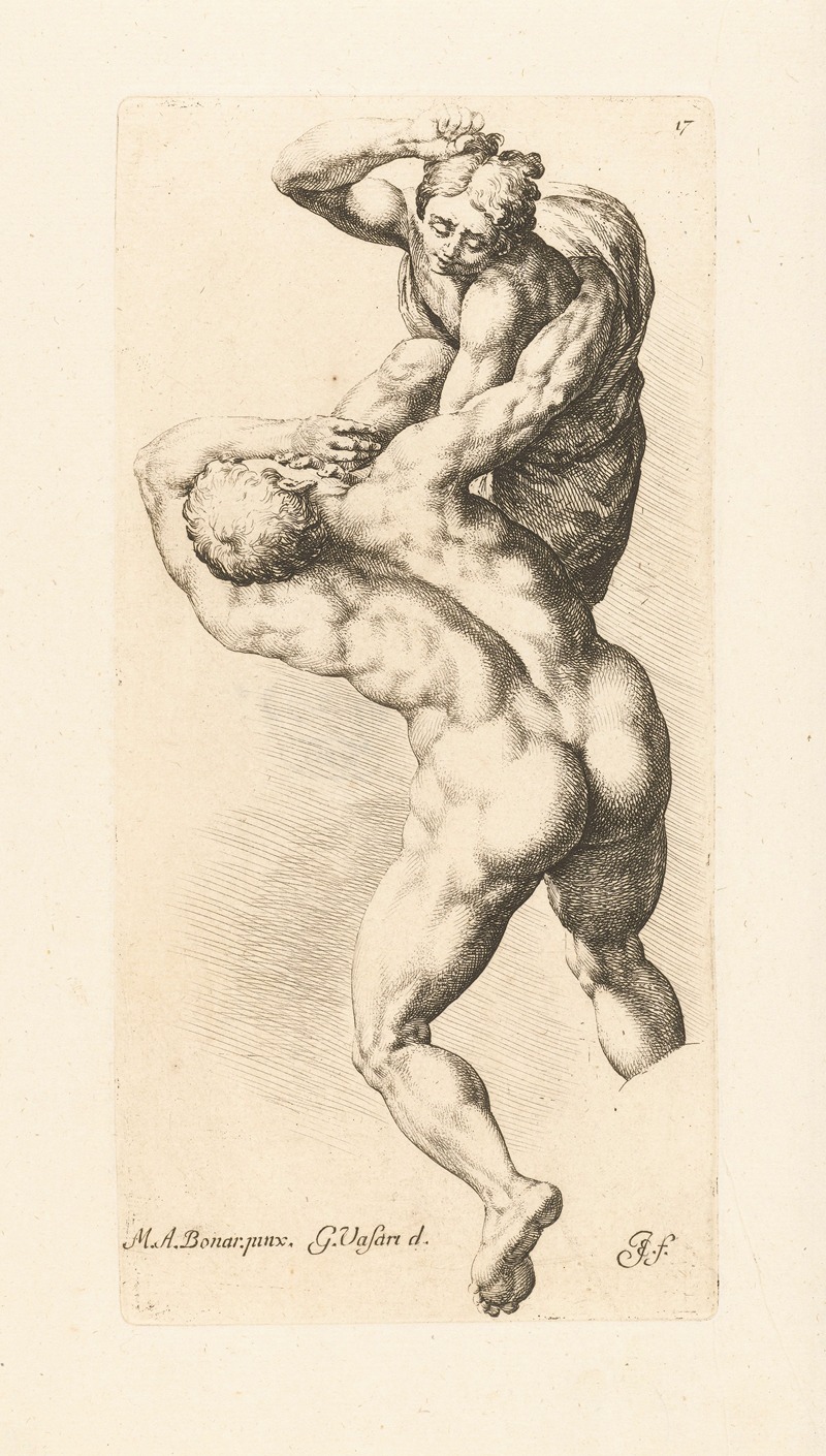 Battle between two damned by Jan de Bisschop, 1666-1671 — digital art print download