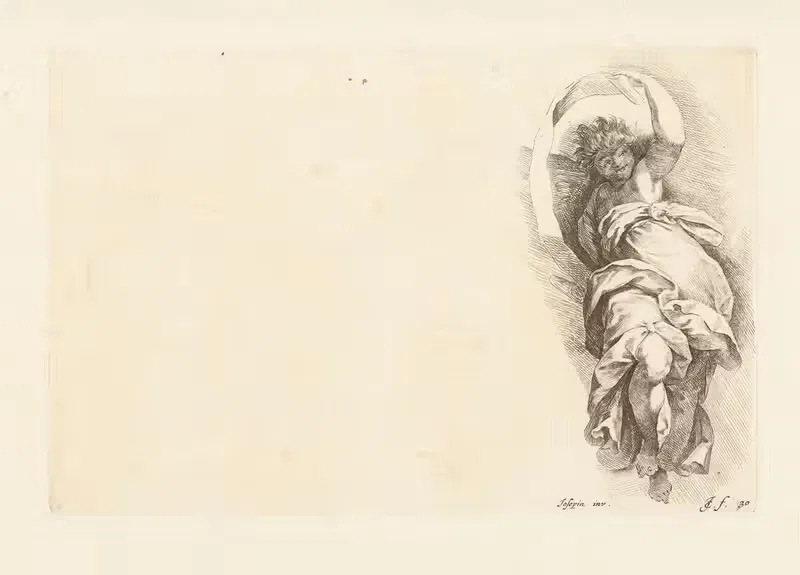 Плавающий ангел с баннером by Ян де Биссхоп, 1666-1671 — digital art print download