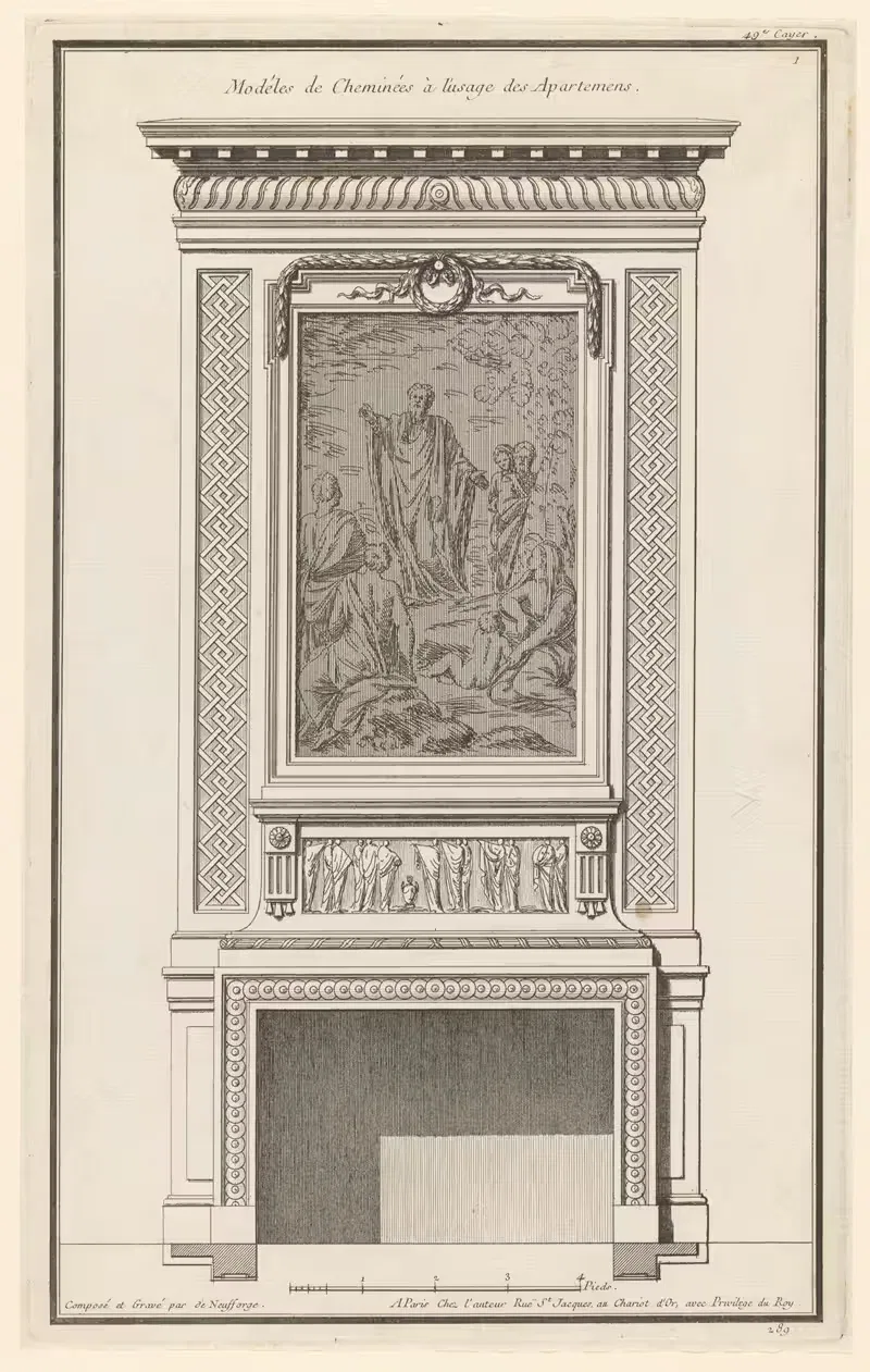 Модели каминов для использования в квартирах by Жан Франсуа де Нёффорж, 1767 — digital art print download