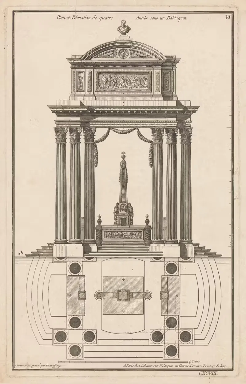 План и высота четырех алтарей под балдахином by Жан Франсуа де Нёффорж, 1767 — digital art print download