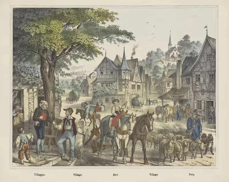 Village by Joseph Scholz, 1829 - 1880 — digital art print download