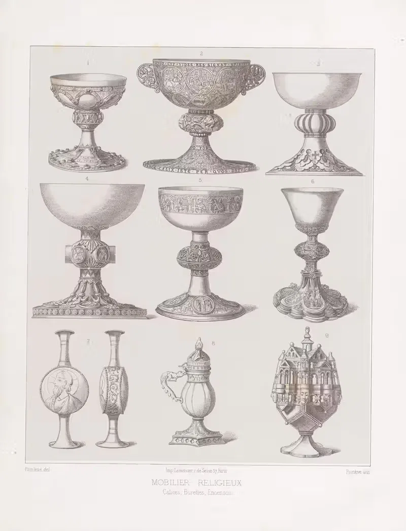 Чаши, бюретки, кадильницы by Жозеф Роз Лемерсье, 1859-1864 — digital art print download
