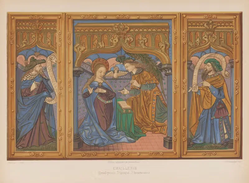 Email peint, Triptique, l'Annonciation by Joseph Rose Lemercier, 1859-1864 — digital art print download