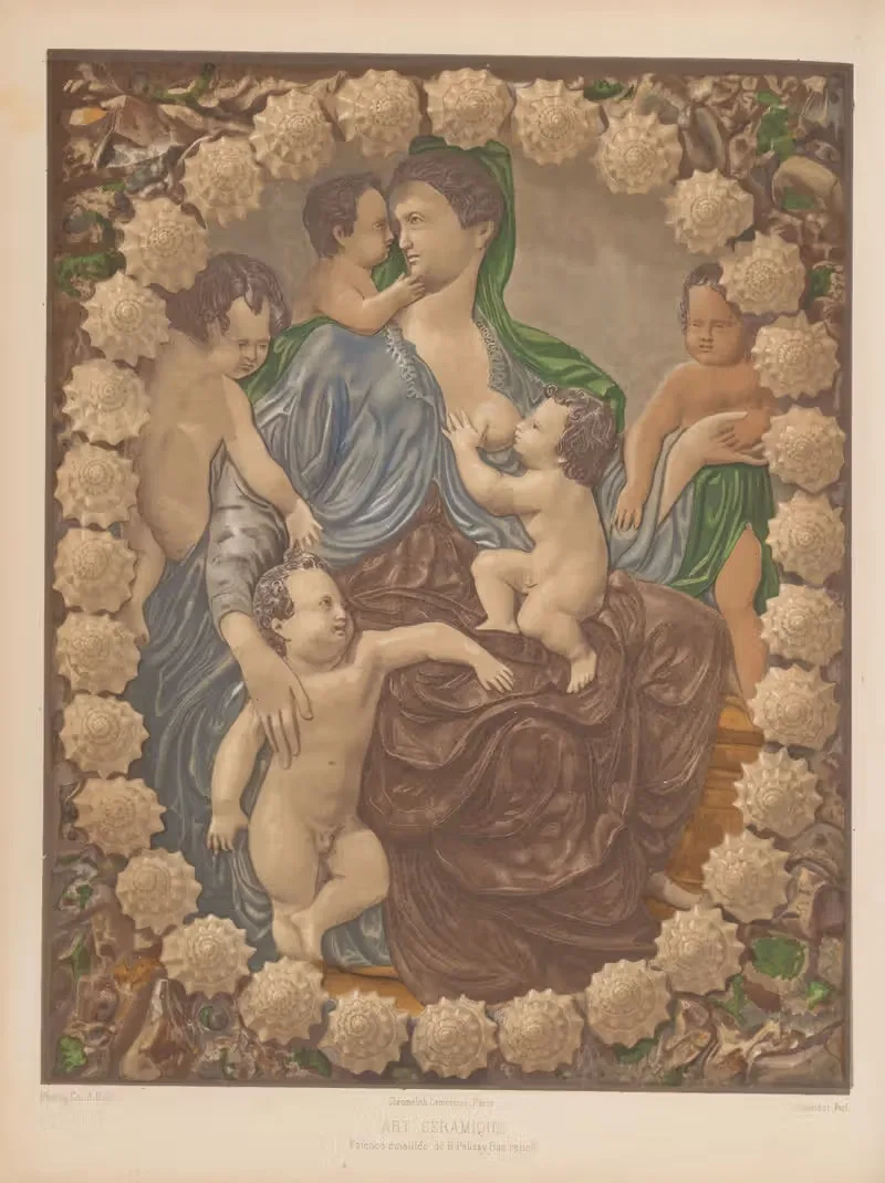 Эмалированная фаянс Б. Палисси-Барельеф by Жозеф Роз Лемерсье, 1859-1864 — digital art print download