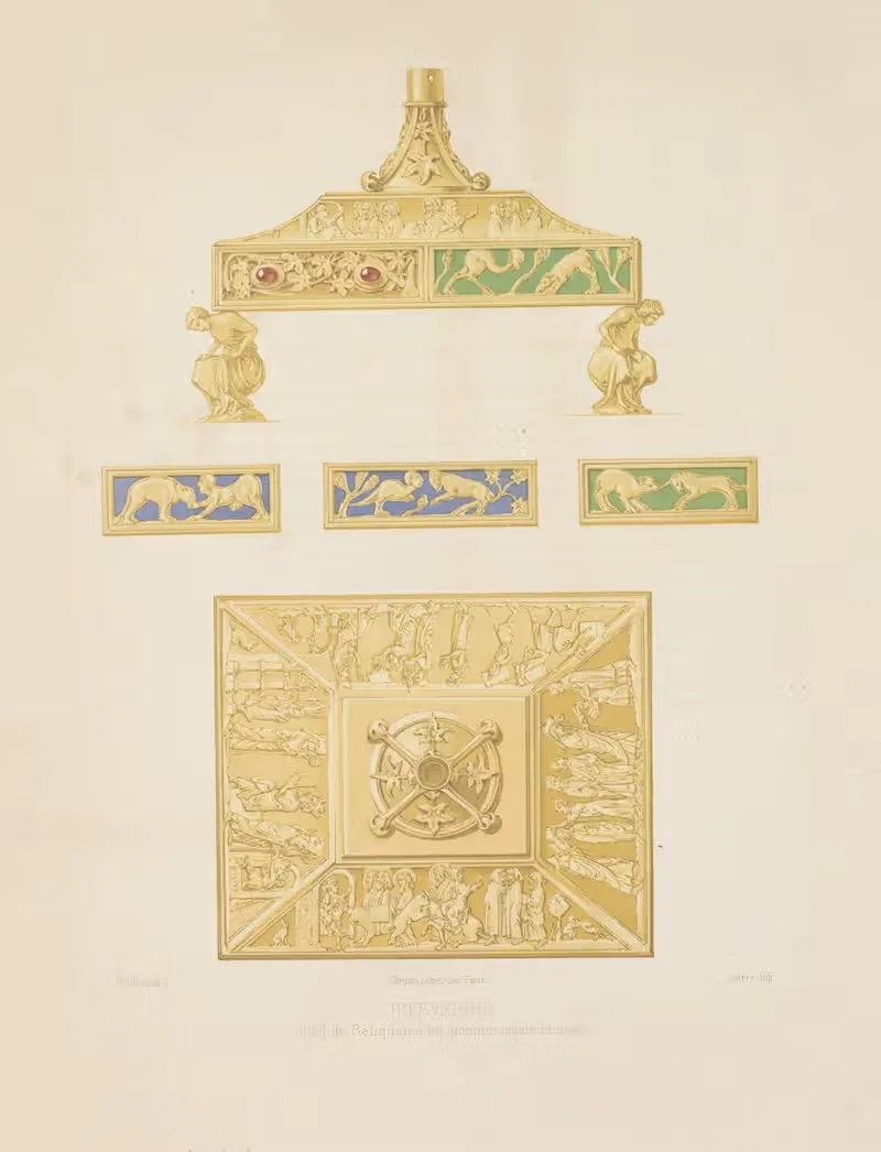 Pied de reliquaire en bronze ciselé et doré — Joseph Rose Lemercier