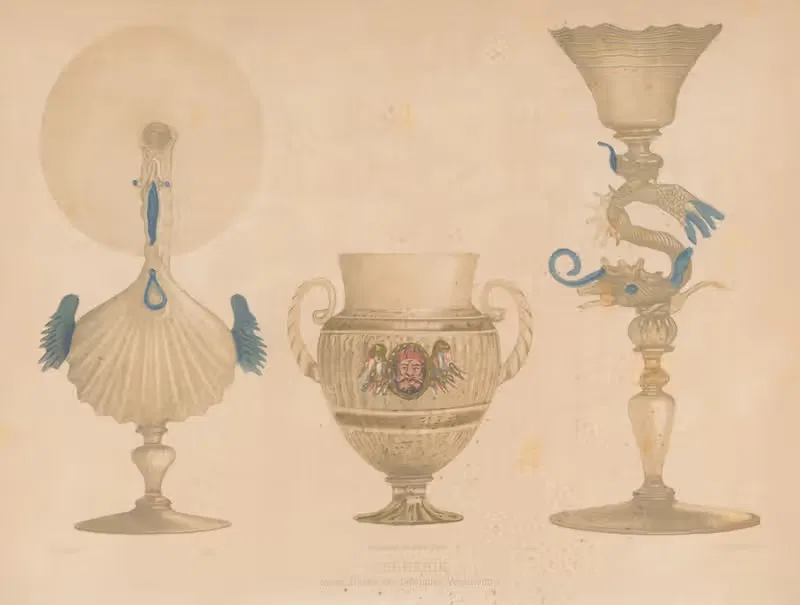 Разнообразные вазы венецианских фабрик by Жозеф Роз Лемерсье, 1859-1864 — digital art print download