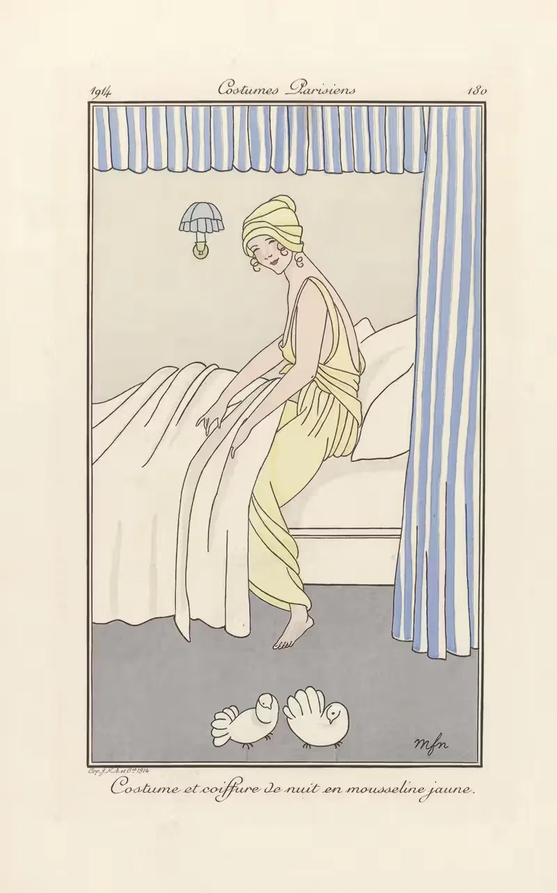 Костюм и прическа на ночь by МФН, 1914 — digital art print download