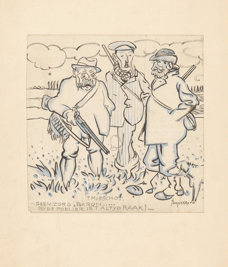 Три охотника Миссхот by Патрик Круун, 1900-1935 — digital art print download