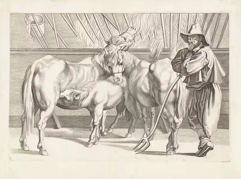 Конюшня с лошадьми и конюхом by Паулюс Понтий, 1616 - 1657 — digital art print download