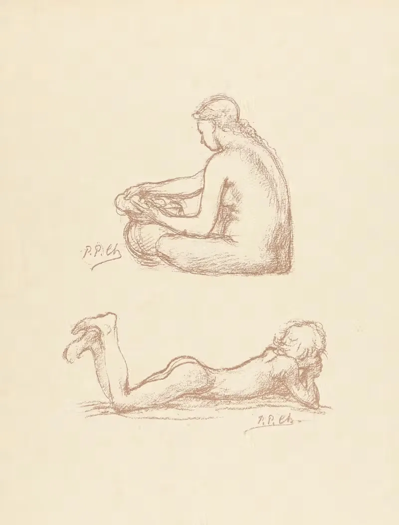 Эскизы обнаженных by Пьер Пюви де Шаванн, 1893-1895 — digital art print download