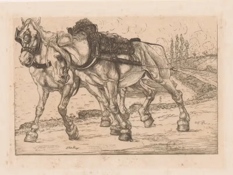 Twee jaagpaarden langs de Marne — Pieter Dupont