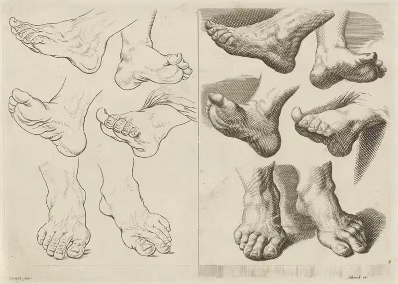 Study of various feet by Peter Schenk the Elder, 1675 - 1711 — digital art print download