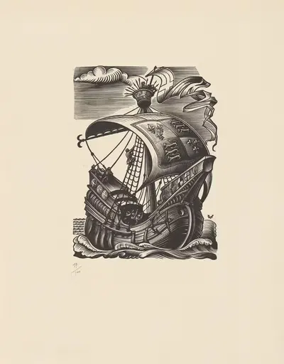 Koggeschip met wapen op het zeil by Valentin le Campion — digital art print download