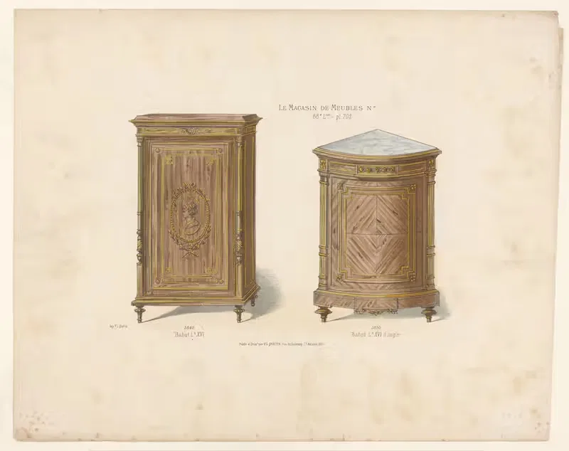 Комод Людовика XVI; Комод Людовика XVI угловой by Виктор Леон Мишель Кетен, 1832 - 1904 — digital art print download