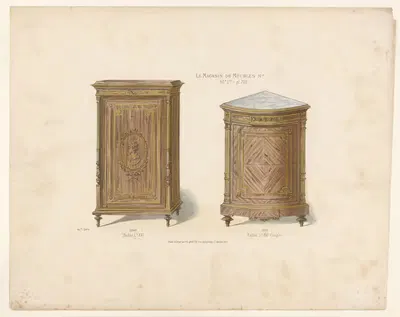 Bahut Ls XVI ; Bahut Ls XVI d'angle by Victor Léon Michel Quétin, 1832 - 1904 — digital art print download