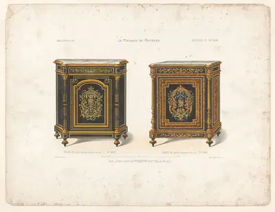 Buffet de Salon, marqueterie de cuivre; Buffet de Salon, marqueterie de bois by Victor Léon Michel Quétin, 1832 - 1904 —…