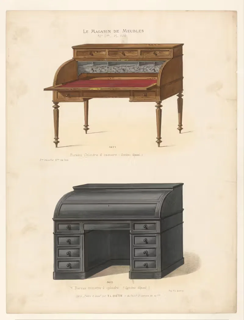 Bureau Cylindre à casiers (Système déposé) — Victor Léon Michel Quétin