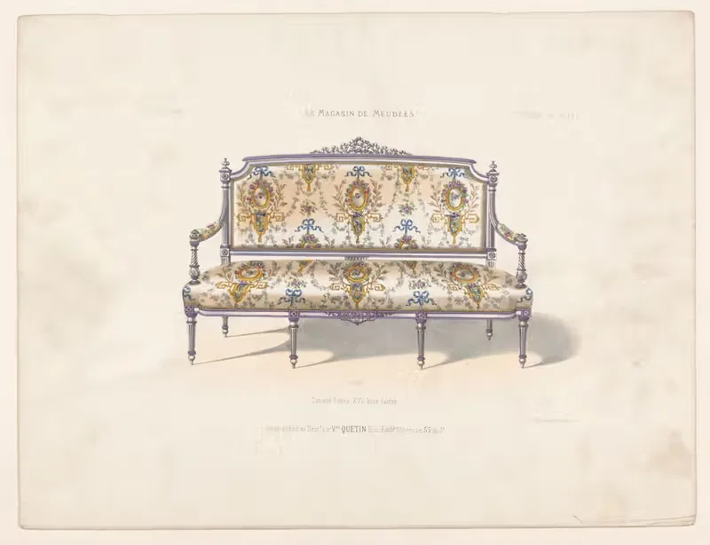 Canapé Louis XVI, bois laqué. — Victor Léon Michel Quétin