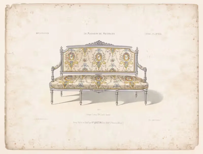 Canapé Louis XVI, bois laqué — Victor Léon Michel Quétin