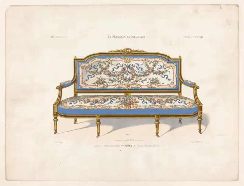 Canapé Louis XVI, noir et or — Victor Léon Michel Quétin