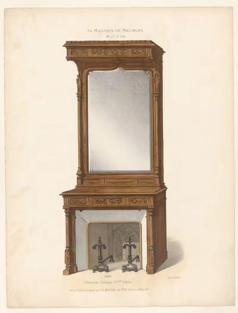 Cheminée Gothique XVme Siècle by Victor Léon Michel Quétin, 1832 - 1904 — digital art print download