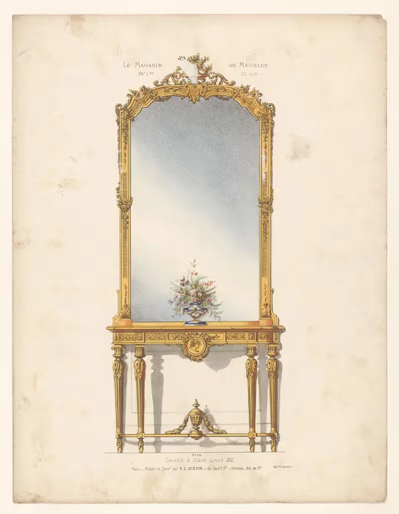 Консоль с зеркалом Людовика XVI by Виктор Леон Мишель Кетен, 1832 - 1904 — digital art print download