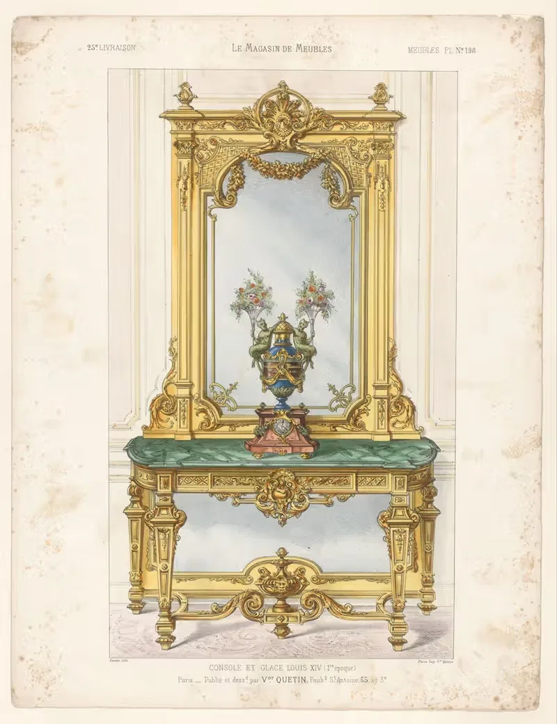 Console et glace Louis XIV (1re époque) — Victor Léon Michel Quétin