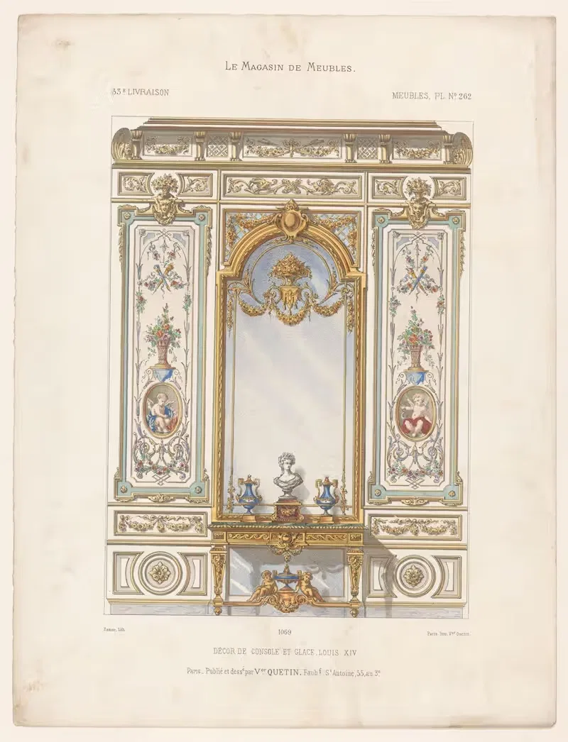 Декор консоли и зеркала, Людовик XIV by Виктор Леон Мишель Кетен, 1832 - 1904 — digital art print download