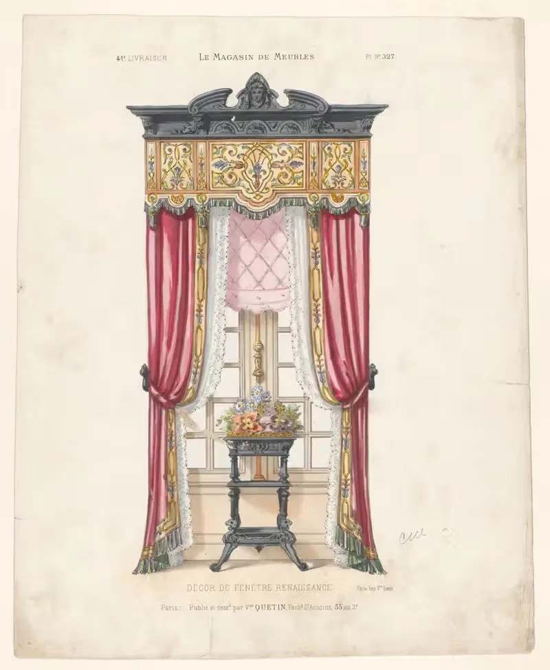 Décor de fenêtre renaissance. by Victor Léon Michel Quétin, 1832 - 1904 — digital art print download