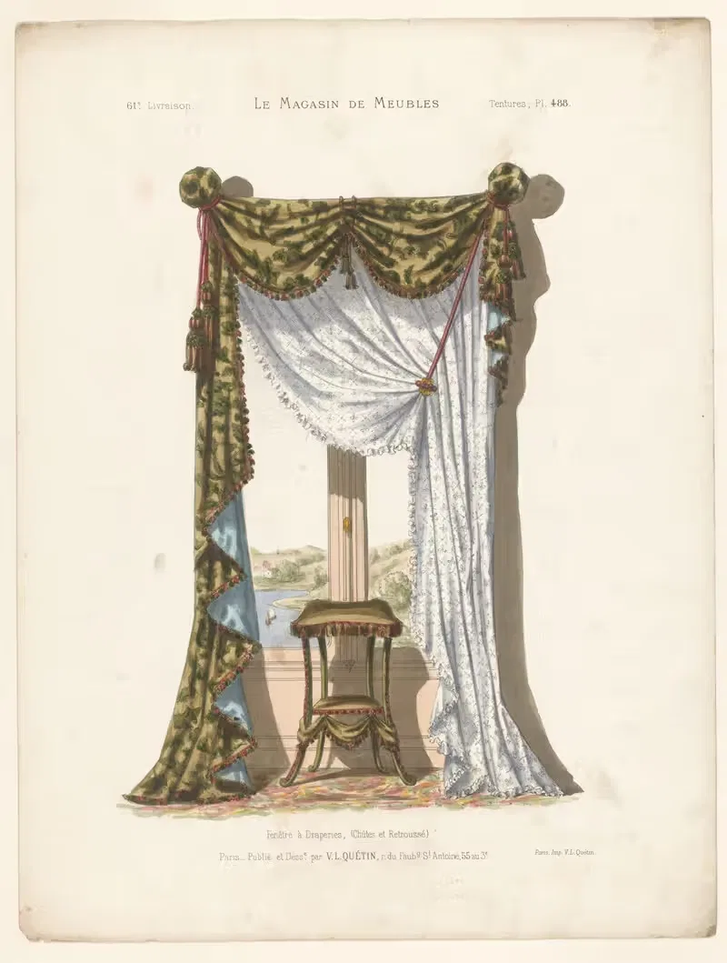 Fenêtre à Draperies, (Chûtes et Retroussé) — Victor Léon Michel Quétin